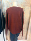 Solid Crew Neck Front Seam Knit Sweater
