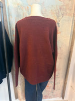 Solid Crew Neck Front Seam Knit Sweater