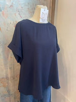 Round Neck Navy Top