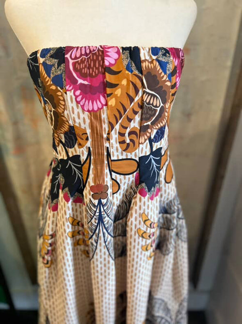 Strapless Print Dress with Tie (made in Italy)