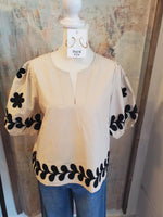 Flower Embroidery Cotton Top