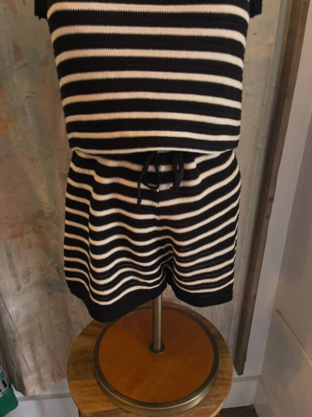 Black/Cream Stripe Romper