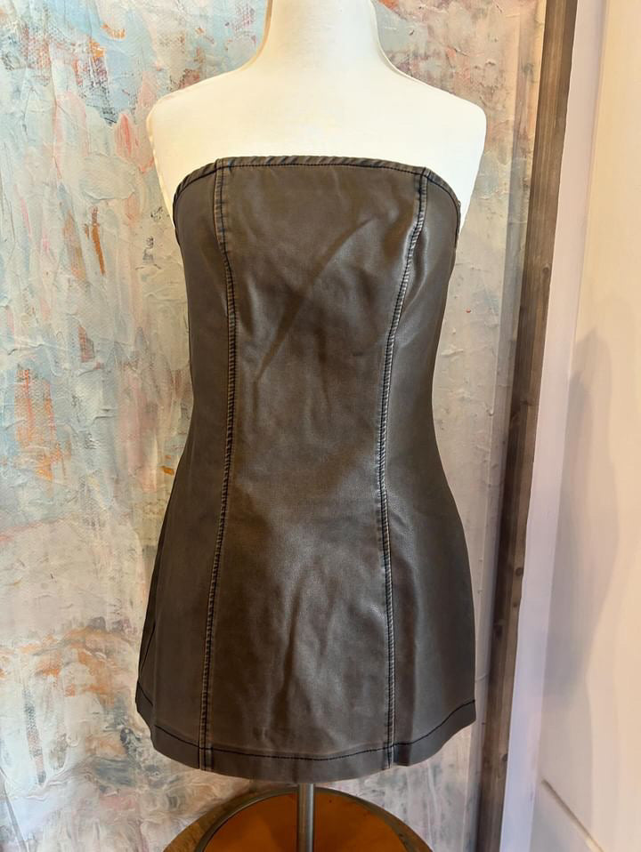 Faux Leather Mini Dress