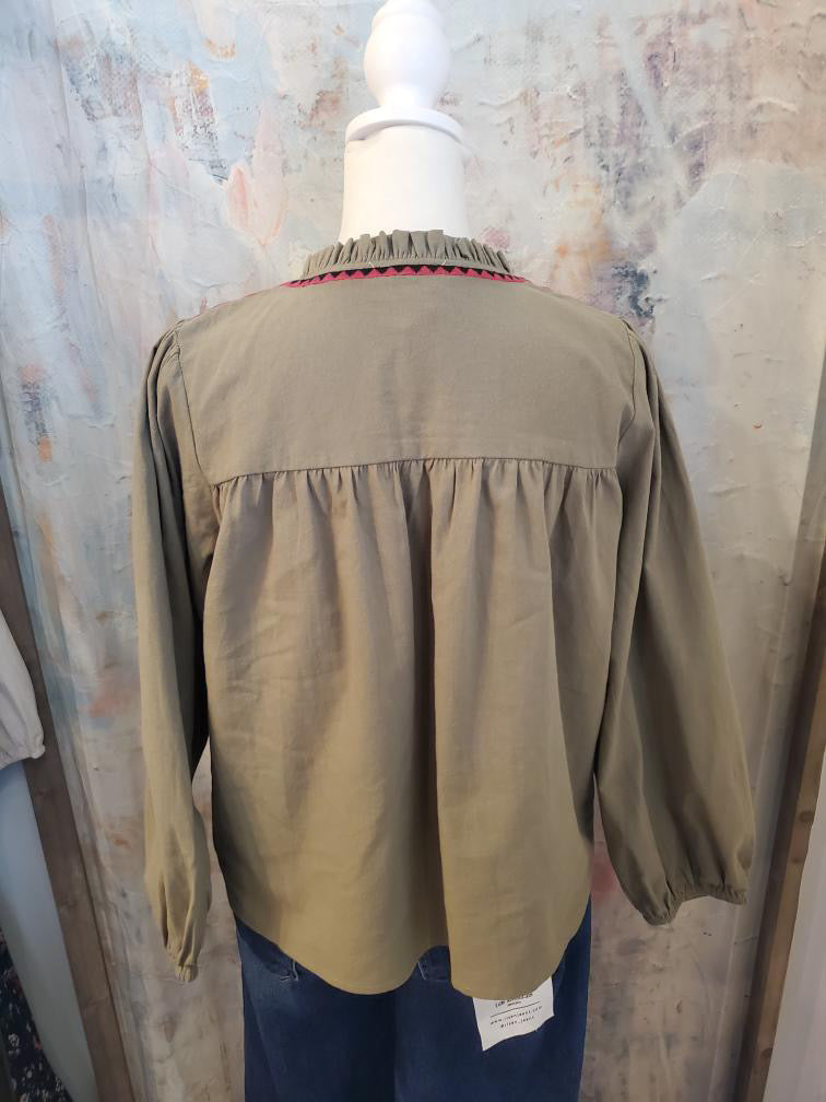 Embroidery Detail 3/4 Sleeve Top