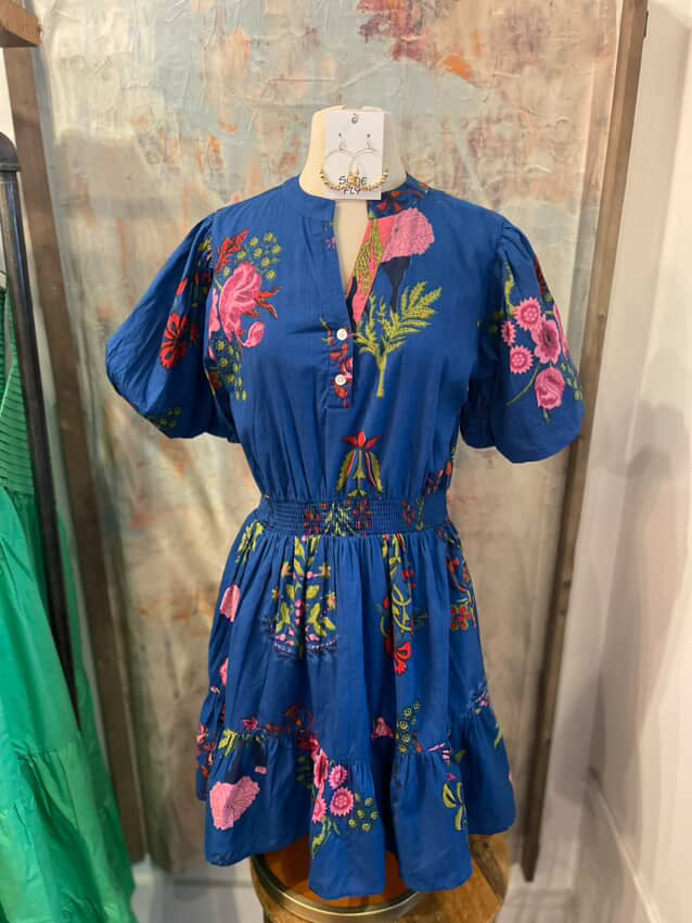 Puff Sleeve Floral Dress_