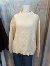 Cable Sweater with Denim Detail