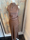 Plaid High Waist Midi Skirt