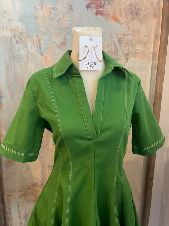 Polo Collar Topstitch Dress