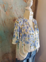 Split Neck Half Pleated Blouse