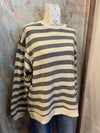 Cream Grey Stripe Top
