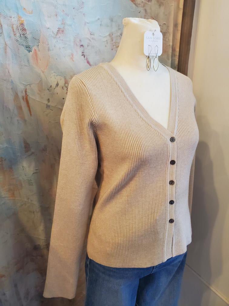 Button Down Long Sleeve Cardigan Top