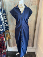 Sleeveless Ruched Maxi Dress with Pockets