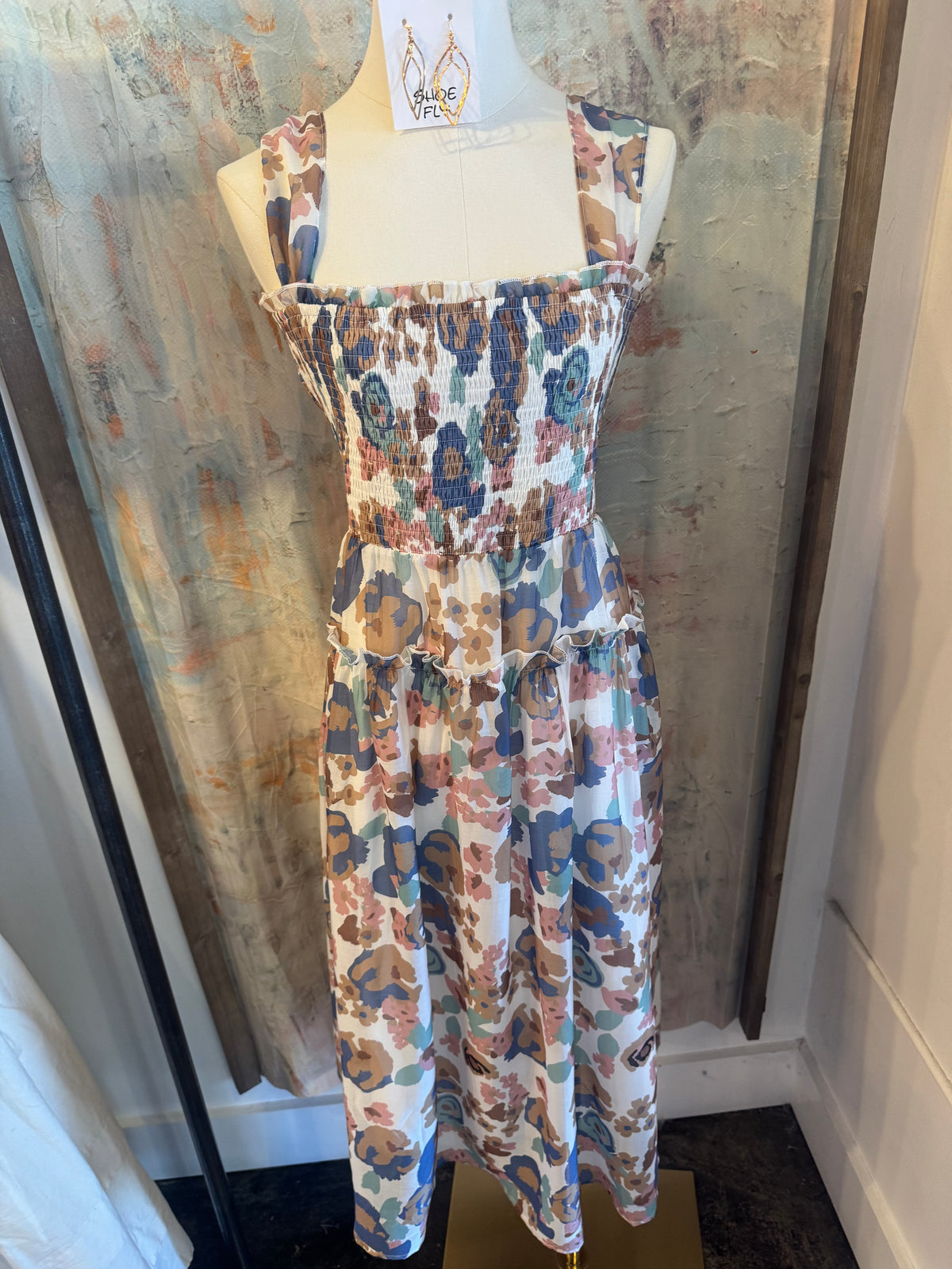 Floral Smocked Midi Dress__
