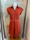 Zip Front Pocket Shirt Collar Dress