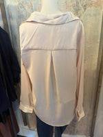Button Down Long Sleeve Satin Top