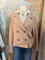 Double Breasted Removable Hoodie Jacket