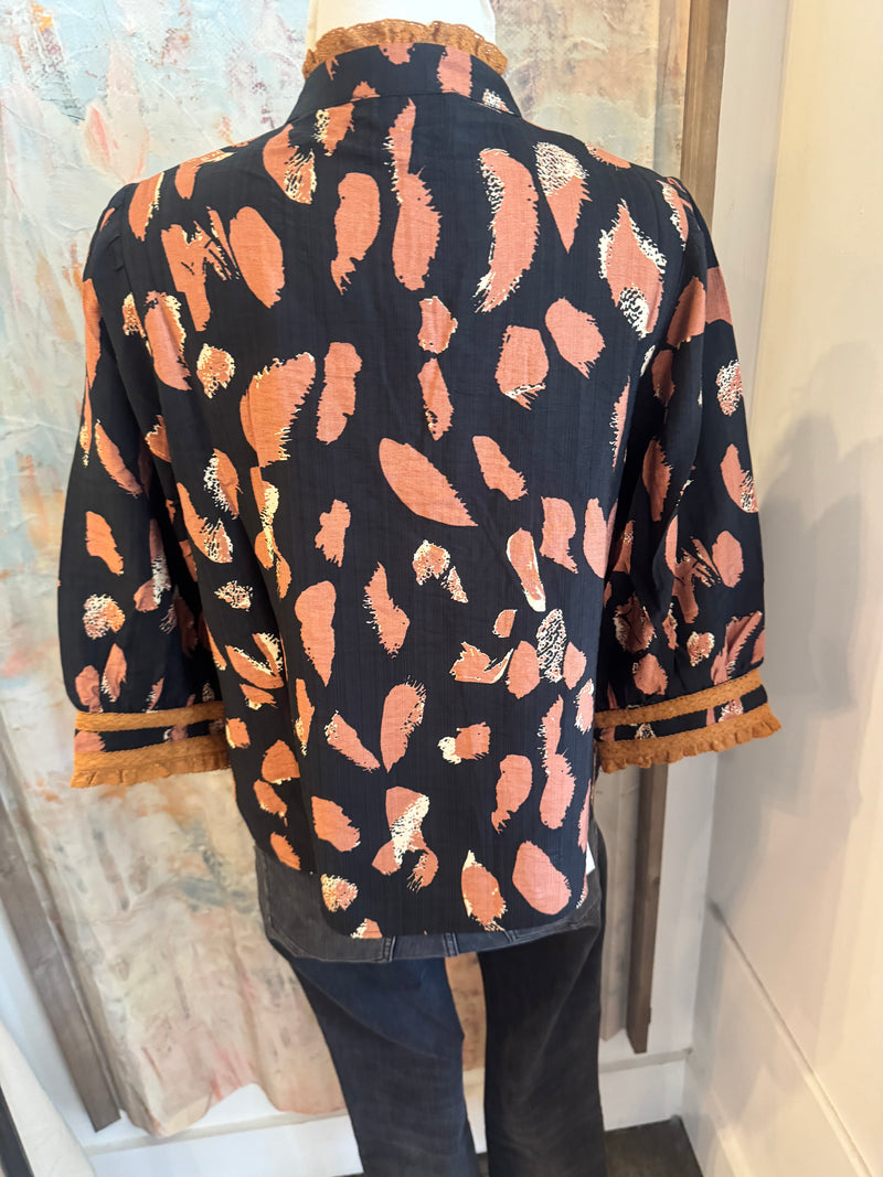 Black Brown Multi Print Top