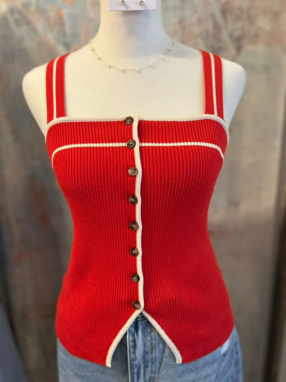 Button Closure Cross Back Sweater Top