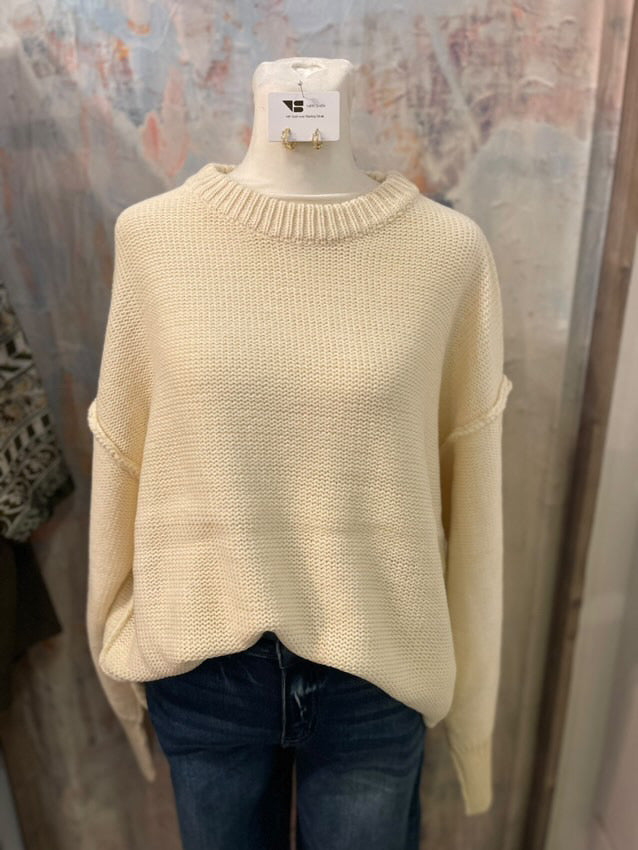 Oversize Knit Sweater Top__