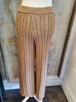 Cable Knit Straight Leg Pants with Detail