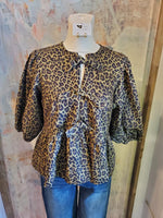 Leopard Front Tie Top