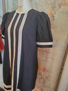 Stripe Front Puff Sleeve Pocket Dress