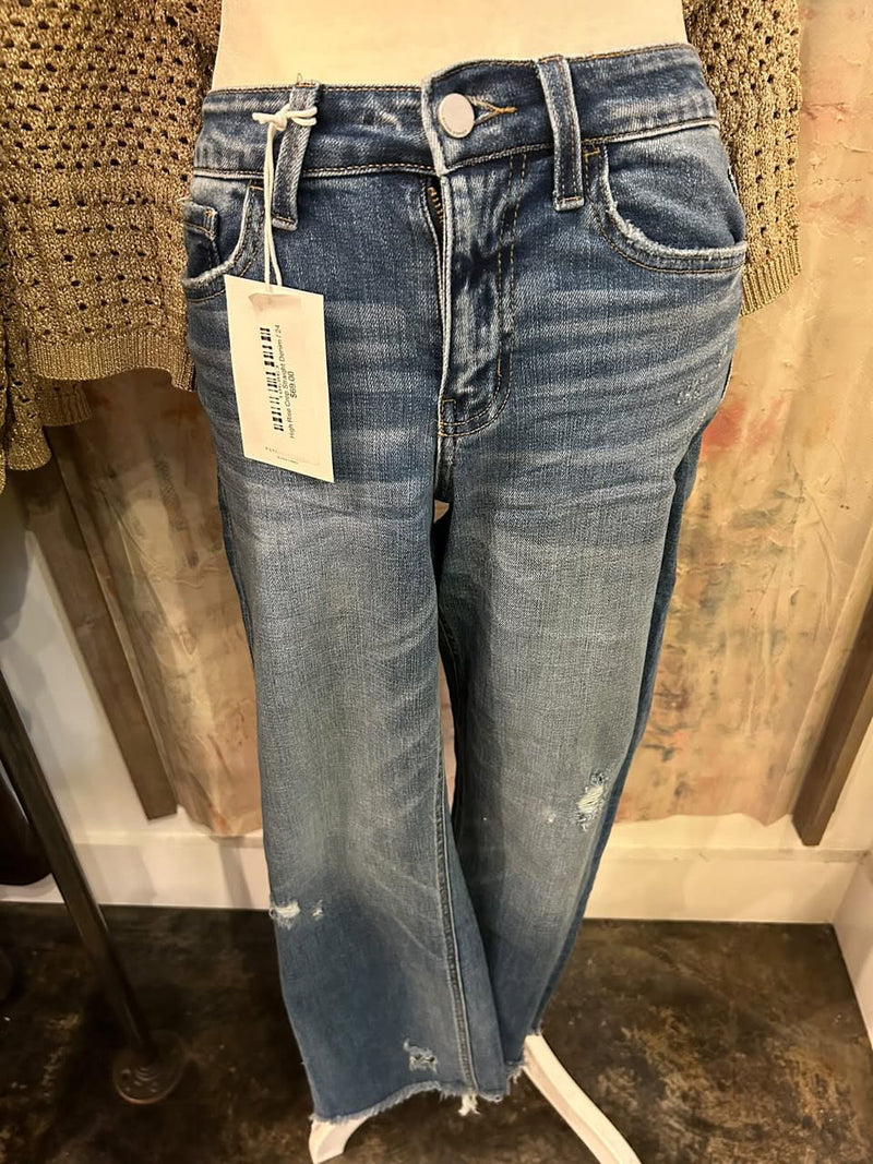 High Rise Crop Straight Denim