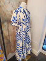 Blue Print Side Tie Dress