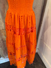 Eyelet Orange Lace Tube Dress