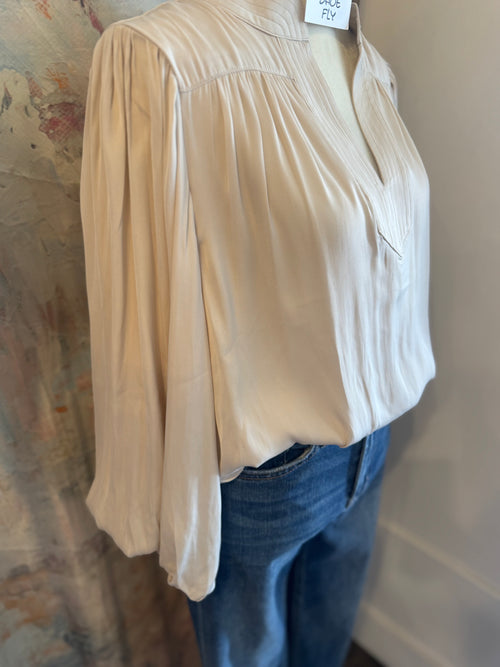 Stand Collar Puff Sleeve Blouse