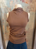 Mock Neck Side Ruched Top