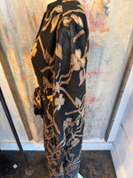 Black/Gold Button Down Shirt Dress with Pockets