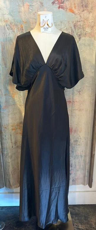 Dolman Sleeve Satin Maxi Dress