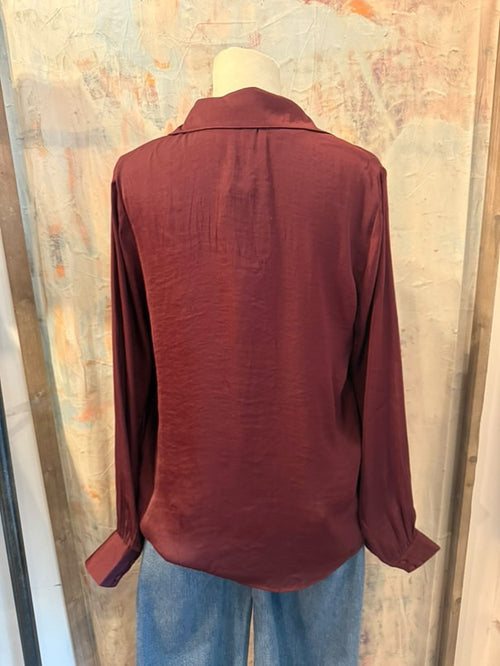 V Neck Shirt with Button Front Detail