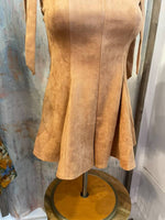 Faux Suede Tie Shoulder Romper