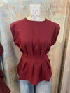 Round Neck Waist Pleat Top
