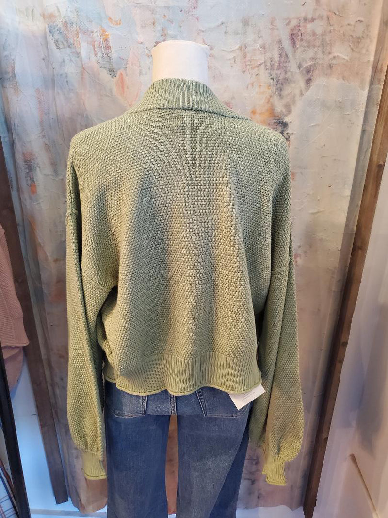 Open Front Waffle Knit Cardigan