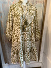 Print Woven Dress with Long Sleeve with Ruffle Hemline