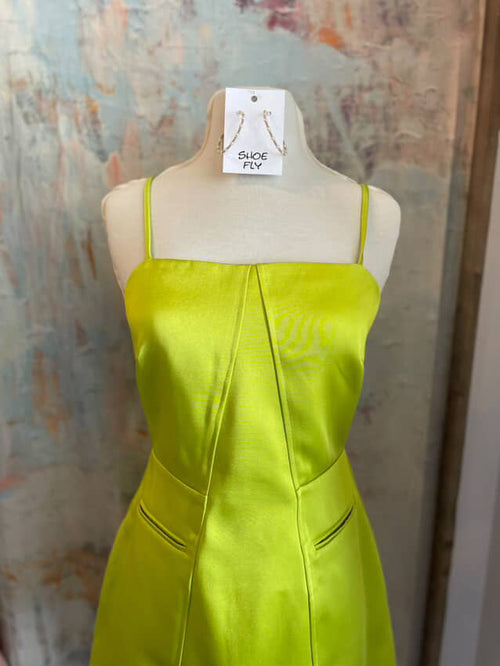 Neon Strappy Dress with Satin Fabric Detail