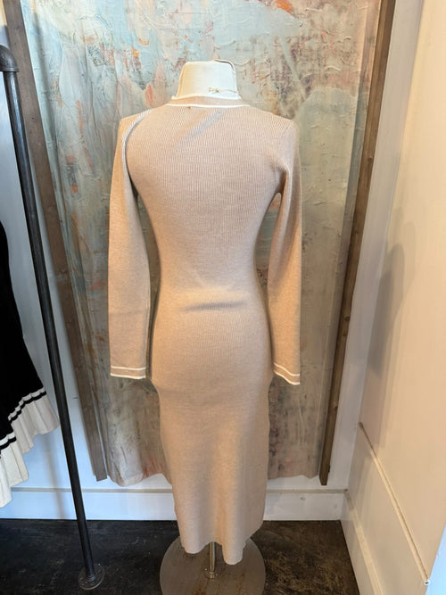 Contrast Bow Detail Sweater Dress
