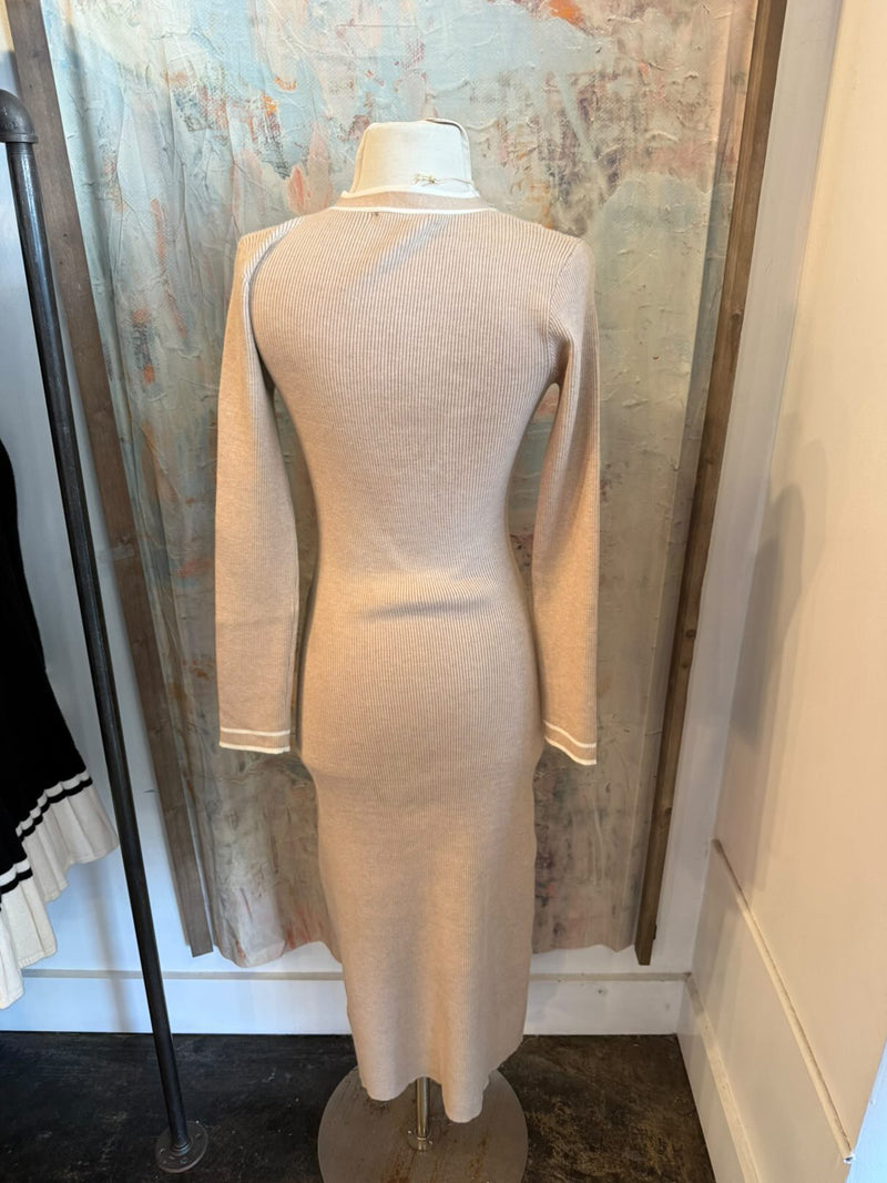 Contrast Bow Detail Sweater Dress