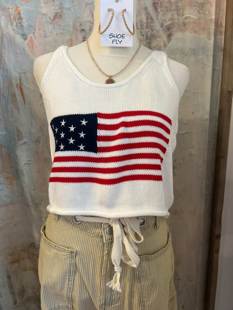 American Flag Sweater Tank Top