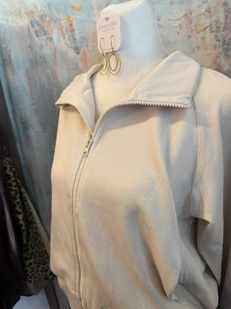 Lux Sand Rib Zip Jacket