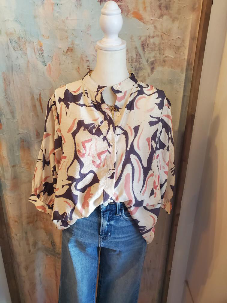 3/4 Sleeve Printed Top