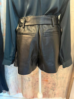 Faux Leather Belted Shorts_