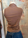 Mock Neck Side Ruched Top