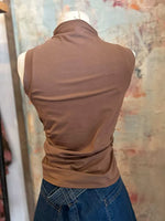 Mock Neck Side Ruched Top