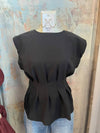 Round Neck Waist Pleat Top