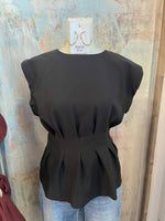 Round Neck Waist Pleat Top