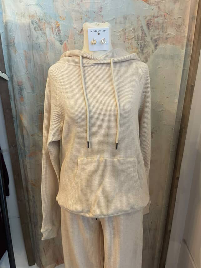 Waffle Knit Hood with Front Pouch